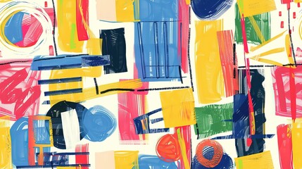 marker painting seamless pattern abstract background in colorful bright vivid tone, freedom fun liberal concept, doodle pattern grungy artistic design, Generative Ai