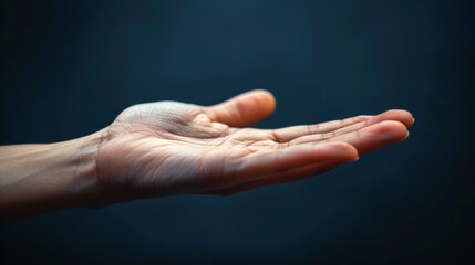 A close up of a hand with an open palm, AI