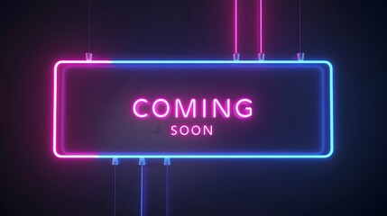 Coming Soon Retro Neon Sign on Trendy Background. AI Generative
