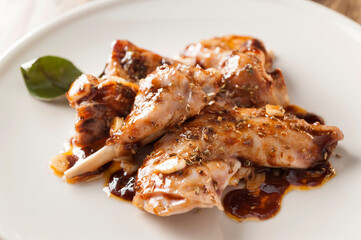 baked rabbit with sauce