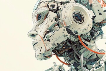 Fototapeta premium Capture the essence of innovation through high-angled shots of minimalist robotic designs