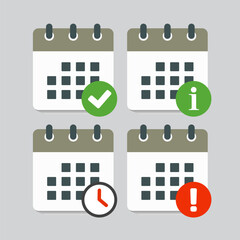 Icon calendar - message check, info, error, clock