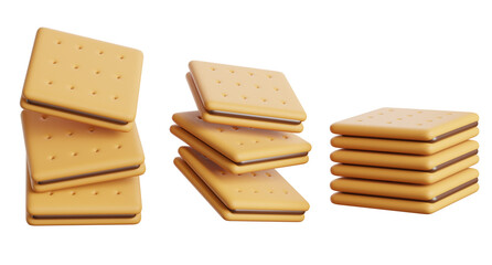 3d render of sandwich cookie collection.
