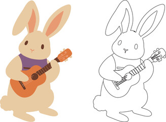 Adorable Cartoon Bunny Playing Guitar Brings Joyful Music to Life