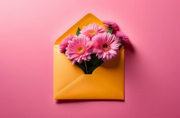  card on pink background with flowers, space for congratulations