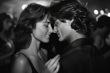 Fototapeta premium Couple Enjoying the Disco Scene in 1975