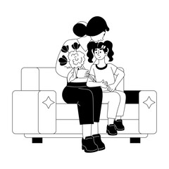 Latest glyph illustration of mother kissing daughter on head 