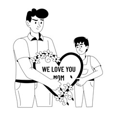 Easy to use glyph illustration of mother’s day surprise 