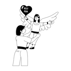 Grab this glyph illustration of best mom 