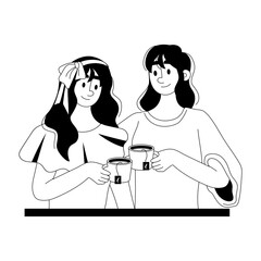 Latest glyph illustration of mother daughter tea gossip 