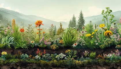 Ecosystem Dynamics, Showcase the interconnectedness of species within their habitats. Illustrate how changes in one population can impact the entire ecosystem