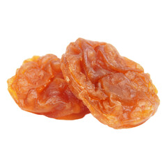 Closeup of two brown raisin isolated transparent