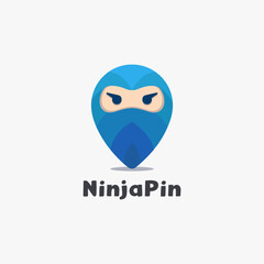 Abstract ninja pin logo icon vector on white background
