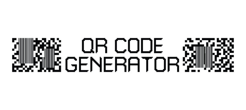 A pixel text QR code generator with QR code and barcode generated.