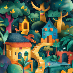 Imaginative Whimsy, Sweet Cartoon-Like Houses and Forest