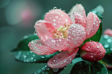 Raindrops Graceful on Spring Blossom