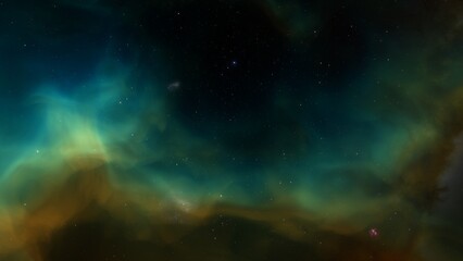 Deep space nebula with stars. Bright and vibrant Multicolor Starfield Infinite space outer space background with nebulas and stars. Star clusters, nebula outer space background 3d render
