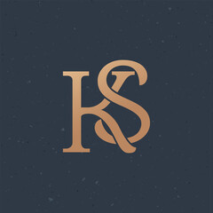 KS SK Letter Logo template brand corporate creative identity. Stock vector illustration isolated on dark background.