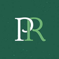 PR Letter Logo template brand corporate creative identity. Stock vector illustration isolated on dark background.