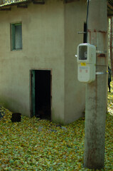 abandon house electric pole