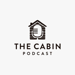 Minimalist cabin podcast logo icon vector on white background