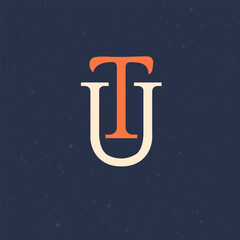 TU UT Letter Logo template brand corporate creative identity. Stock vector illustration isolated on dark background.