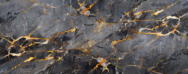Rich charcoal  ash grey marble texture with golden veins for a sophisticated elegant stone look