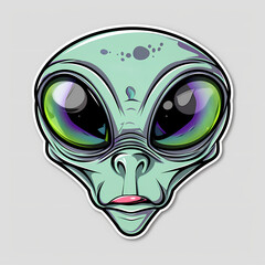 Fototapeta premium Cartoon Alien on a White Canvas Sticker ,vector image