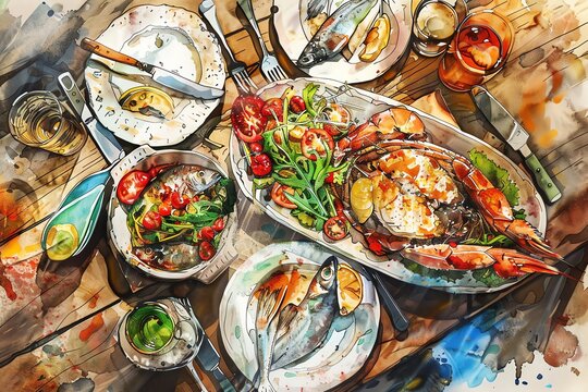 Infuse the virtual culinary world with a sense of drama and mystery by showcasing unexpected camera angles that reveal tantalizing hints of the dishes Experiment with dynamic compo