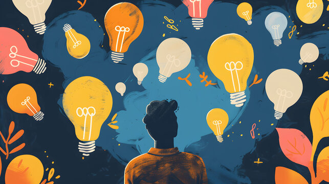 Synergy between questioning thoughts and the achievement of personal and professional goals, a scene of questioning thoughts intertwined with the pursuit of life goals