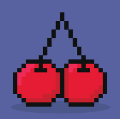 red cherry in 8 bit pixel art.