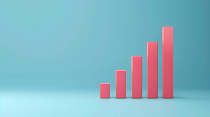Growth bar chart or histogram showing growth of financial statement and profit in investment, copy space and minimal background, use for presentation
