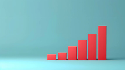 Growth bar chart or histogram showing growth of financial statement and profit in investment, copy space and minimal background, use for presentation