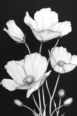 delightful flower coloring book. Vintage seamless floral pattern. Illustration for design of stickers, posters, drawing books.