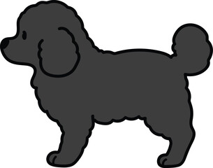 Simple and cute illustration of black colored Toy Poodle in side view