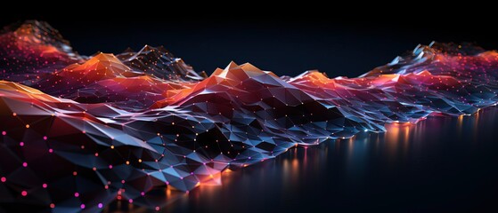 3D model of a swirling data stream made of polygons designed to visually represent the concept of streaming data in realtime across global networks.
