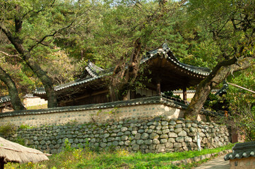 korean garden in spring hanok
