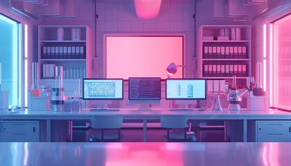 visually striking 3D rendering of a remote laboratory interface with a sleek, minimalist d vibrant colors to convey accessibility and innovation