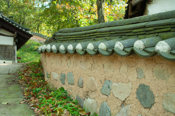 old stone wall Korean hanok