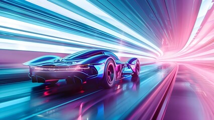 Naklejka premium Closeup of futuristic car emblem embodies hig. Concept Automotive Design, Close-up Photography, Futuristic Technology, Symbolic Emblems, Modern Aesthetics