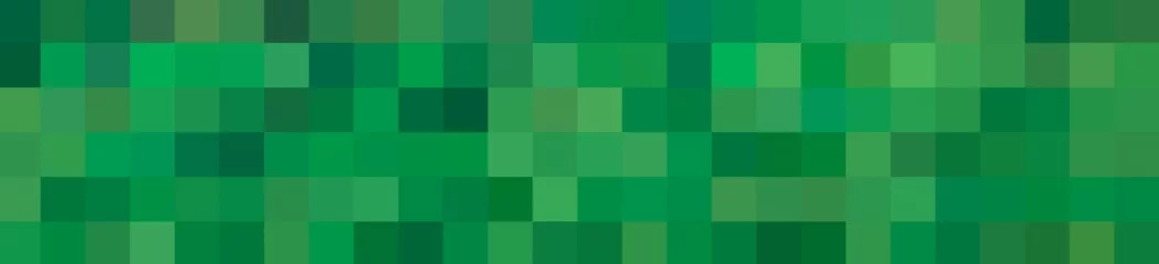 Fotobehang green shades pixel palette square mosaic grid pixelate colors abstract minecraft background banner © Steven
