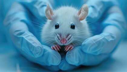 Close-up of Laboratory Rat Being Handled by Researcher - This prompt could feature a close-up shot of a researcher gently handling a laboratory rat, emphasizing the care