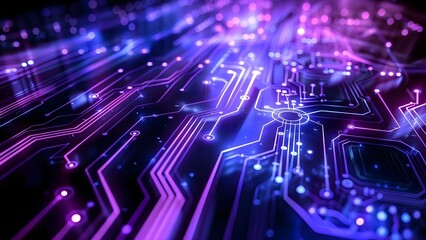 Creating a Futuristic Interface: HUD Circuit Board with Holographic UI for Business and Education. Concept Futuristic Technology, Holographic User Interface, Business Innovation, Educational Tools