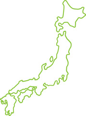 Japan, map, travel, color, vector, illustration, lines,