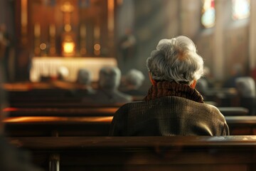 Religious Service Participation An elderly person attending a religious service, seeking spiritual comfort and community