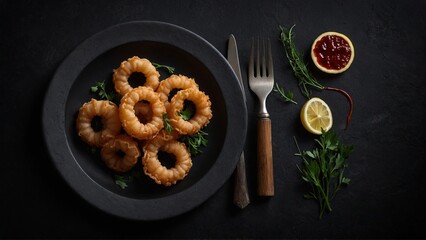 Naklejka premium Calamares a la Romana (Fried Squid Rings)