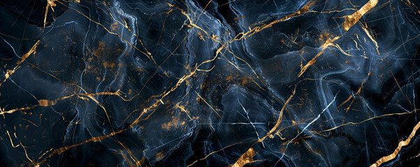 Vivid indigo  midnight black marble background with golden streaks portraying a luxury faux stone appearance