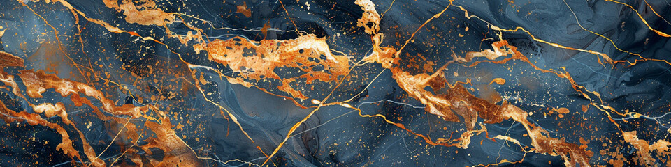 Vivid cinnamon  midnight blue marble design with golden streaks portraying a luxurious faux stone appearance