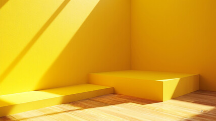 empty yellow corner room for product presentation