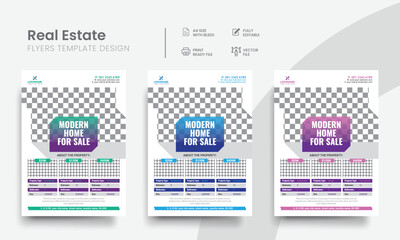 Obraz premium Affordable real estate flyer design template for realtor residential, rental & commercial home sale colourful announcement leaflet. Vol - 14